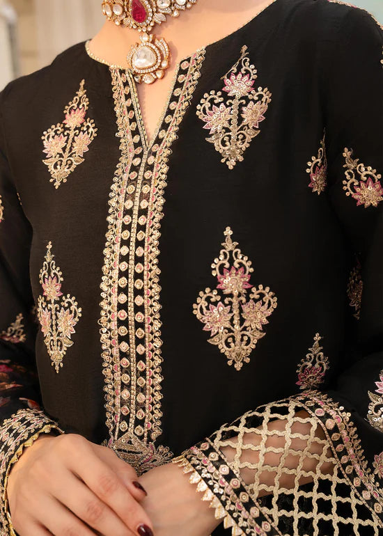 Black Raw Silk Outfit 3 Pcs Stitched