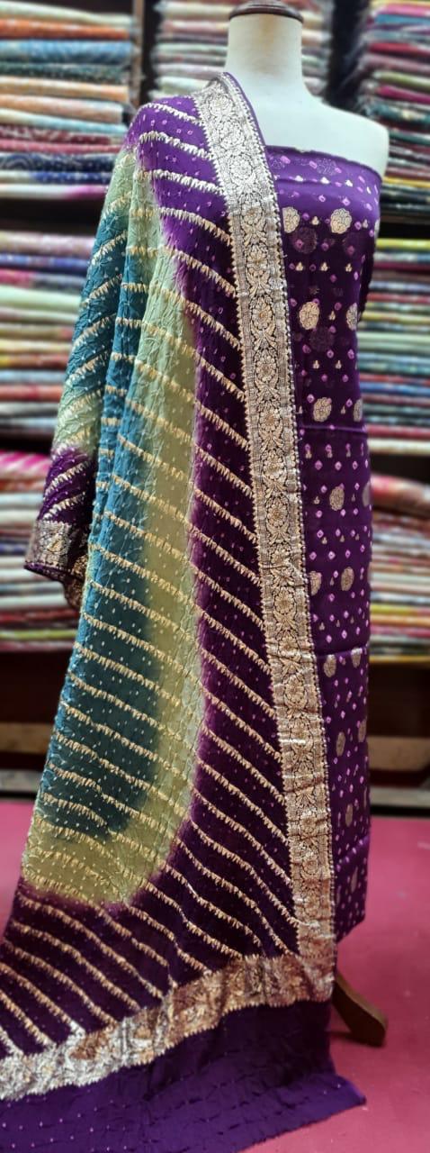 Chiffon Tie & Dye Chunri 3 Piece Suit FKO-0924