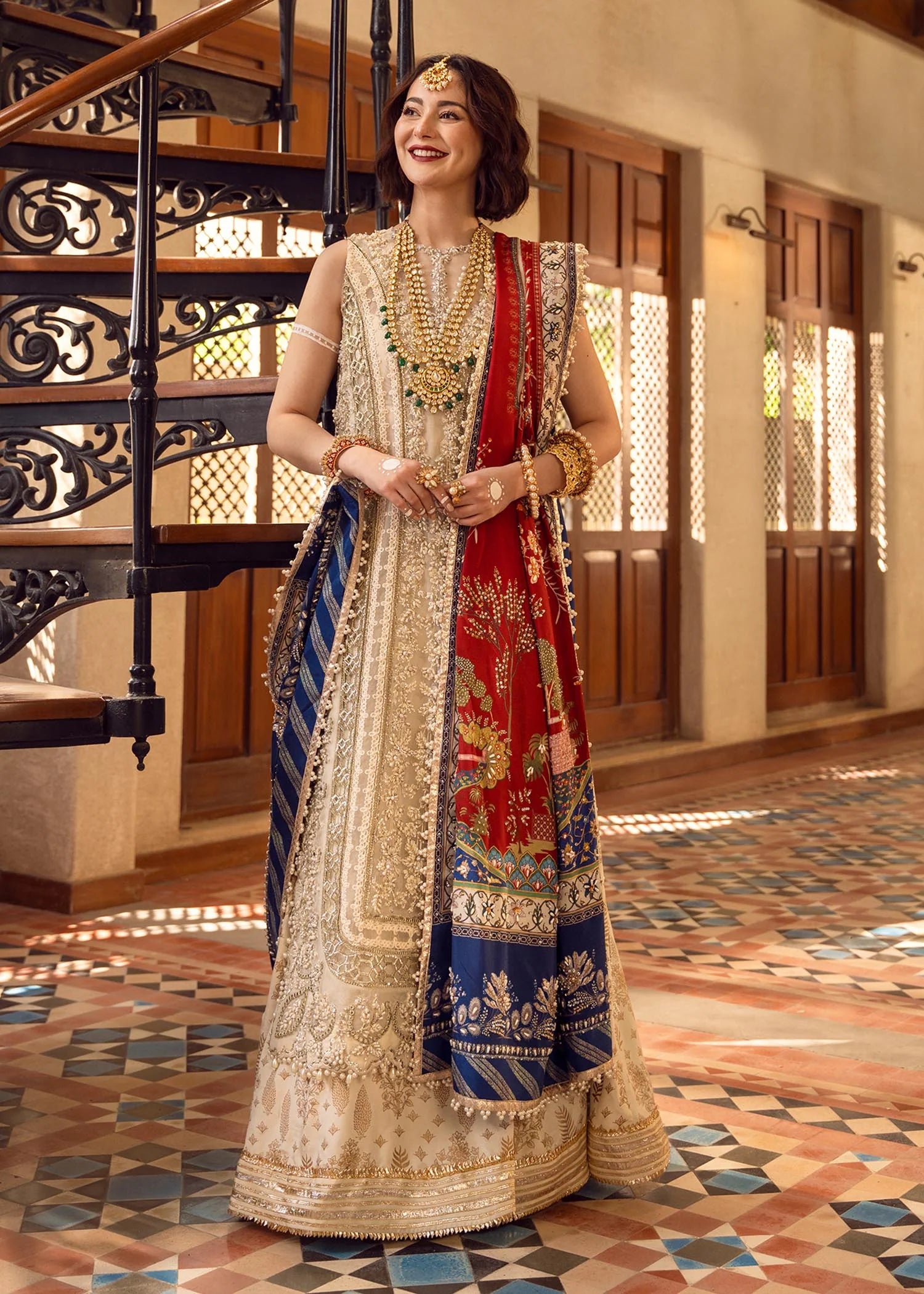 Organza Handworked, Cutworked and Marori Worked Front Panel  FKO-CRHCM04-24