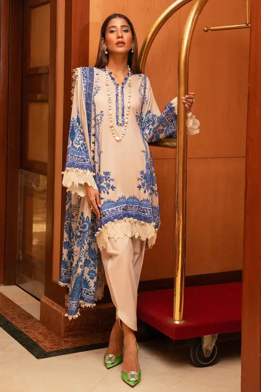 Linen Mughal heritage with the delicate grace of French lace florals