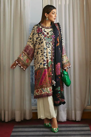 Linen Mughal opulence with bold Russian floral motifs