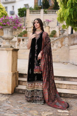 Velvet 3 Pcs Suit With Sequin & Tilla Embroidered Work