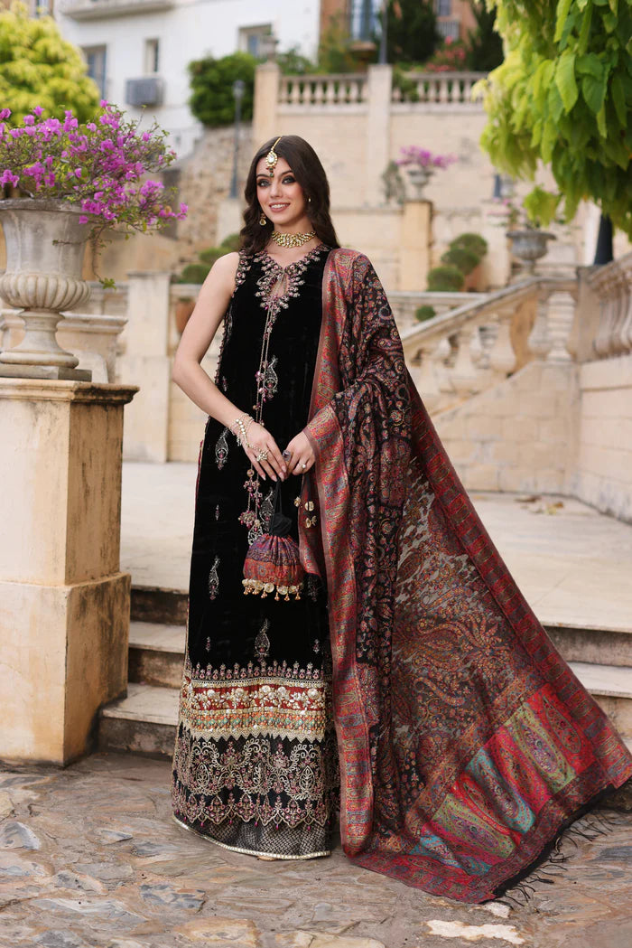 Velvet 3 Pcs Suit With Sequin & Tilla Embroidered Work