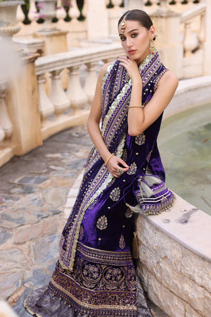 Velvet 3 Pcs Suit With Sequin & Tilla Embroidered Front Encrusted