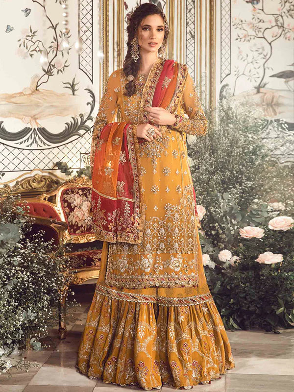 Organza Embroidered & Emballished Mustard BD-2707