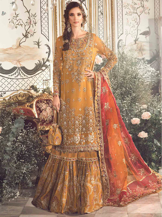 Organza Embroidered & Emballished Mustard BD-2707
