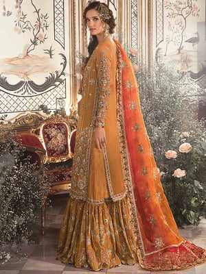 Organza Embroidered & Emballished Mustard BD-2707