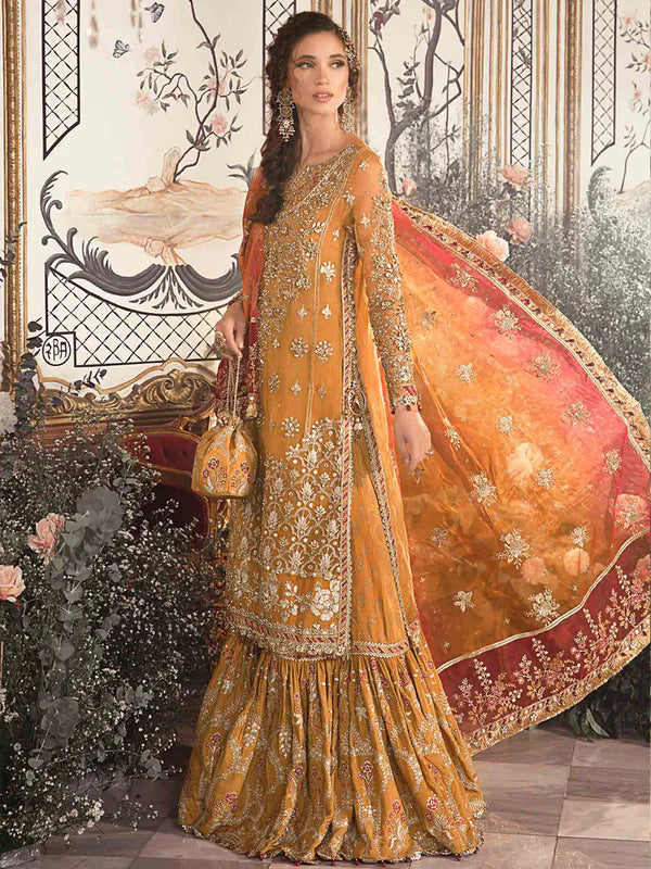 Organza Embroidered & Emballished Mustard BD-2707