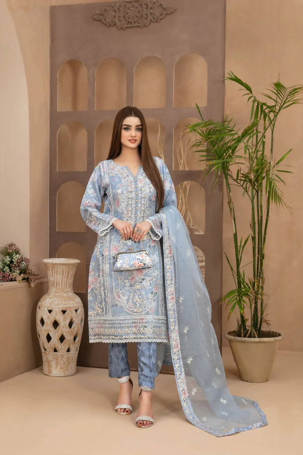Organza - Viscose Embroidered Outfit MALANI-FKO-9363