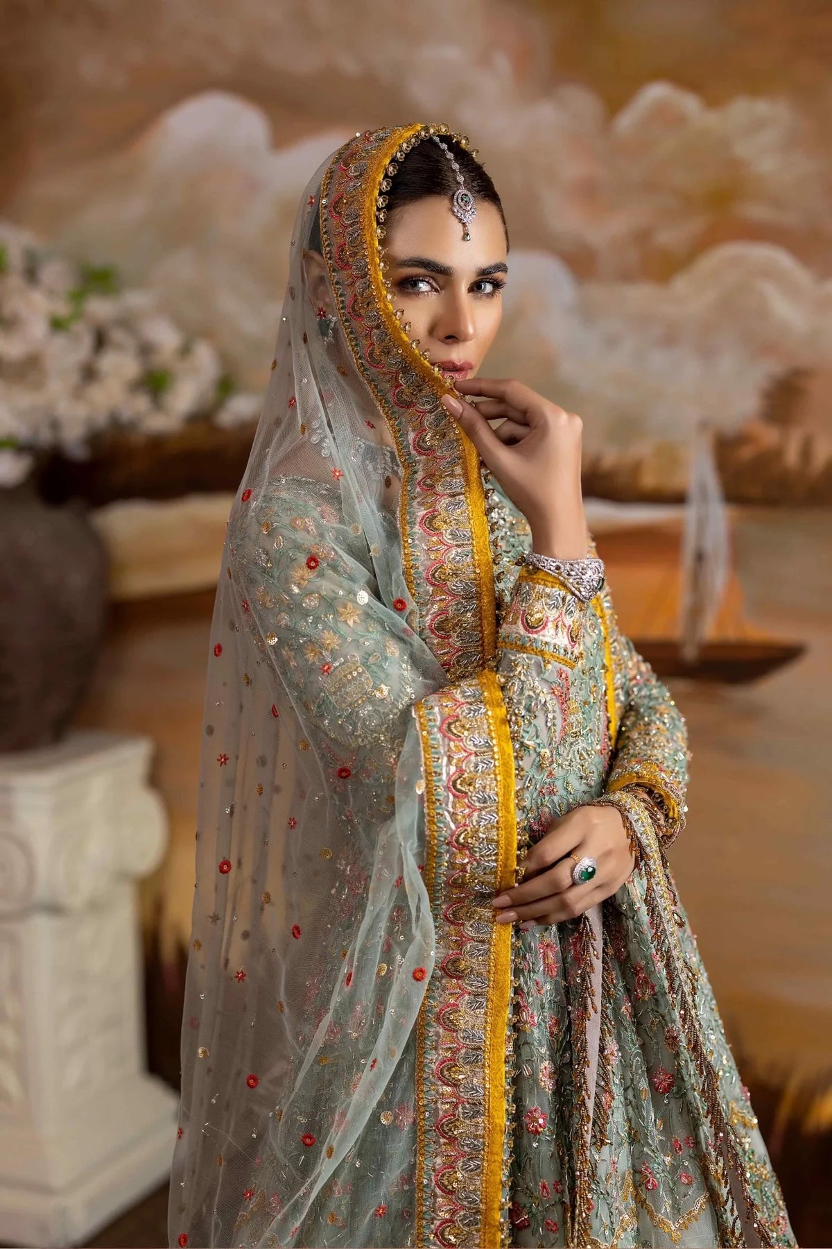 Anarkali & Sharara In Aqua Blue