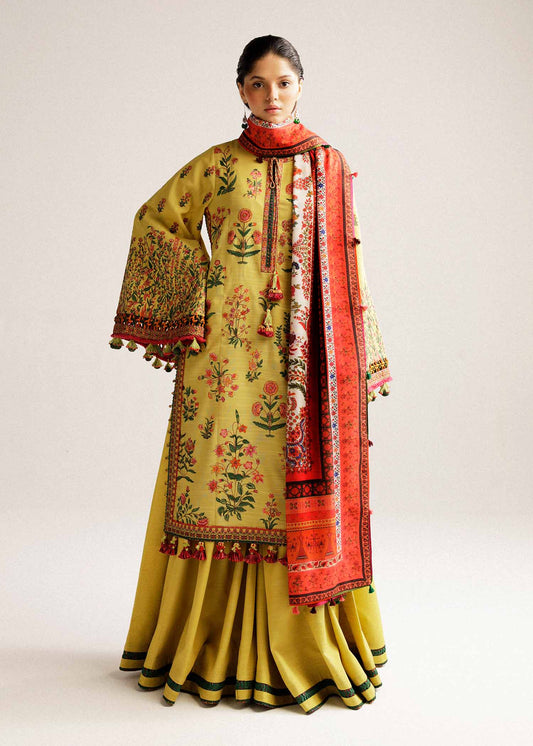 khaddar outfit with intricate floral motifs HR-FKOKHADAR-09723