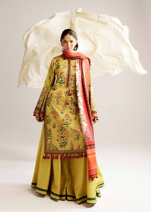 khaddar outfit with intricate floral motifs HR-FKOKHADAR-09723