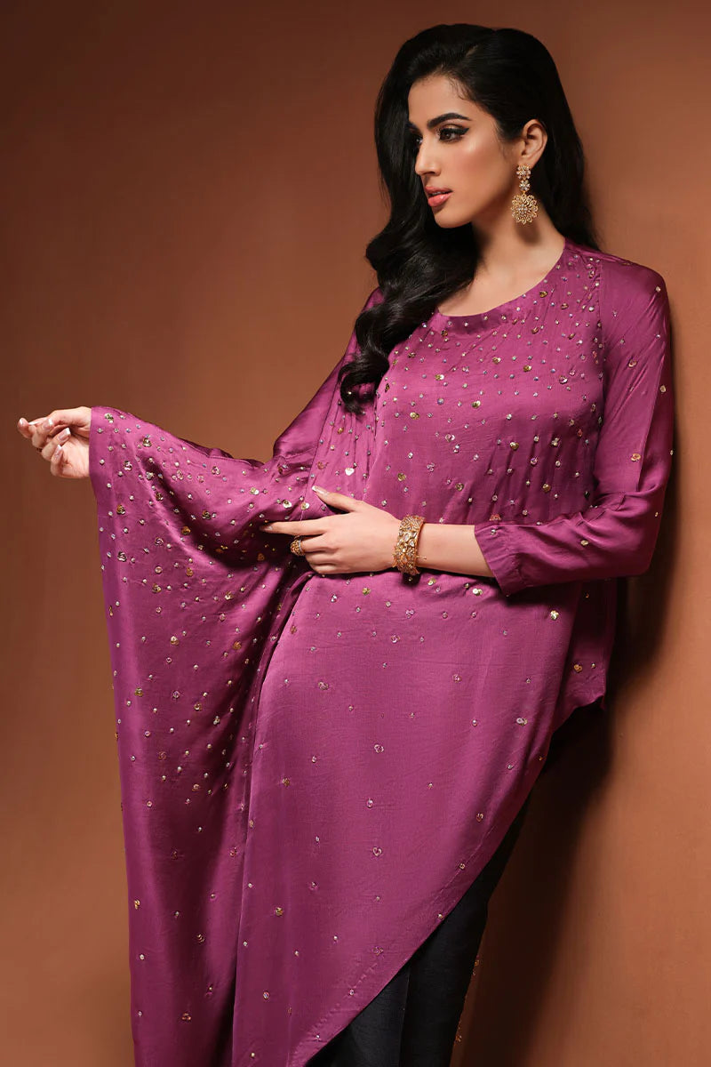 PURPLE BLACK RAW SILK OUTFIT FKO-PBRS04249