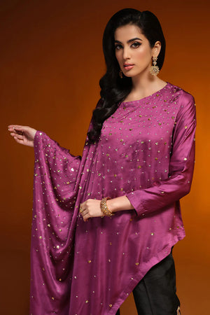 PURPLE BLACK RAW SILK OUTFIT FKO-PBRS04249