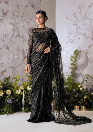 BLACK TULLE (NET) SAREE FKO-LOOK-0524