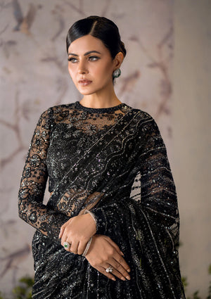 BLACK TULLE (NET) SAREE FKO-LOOK-0524