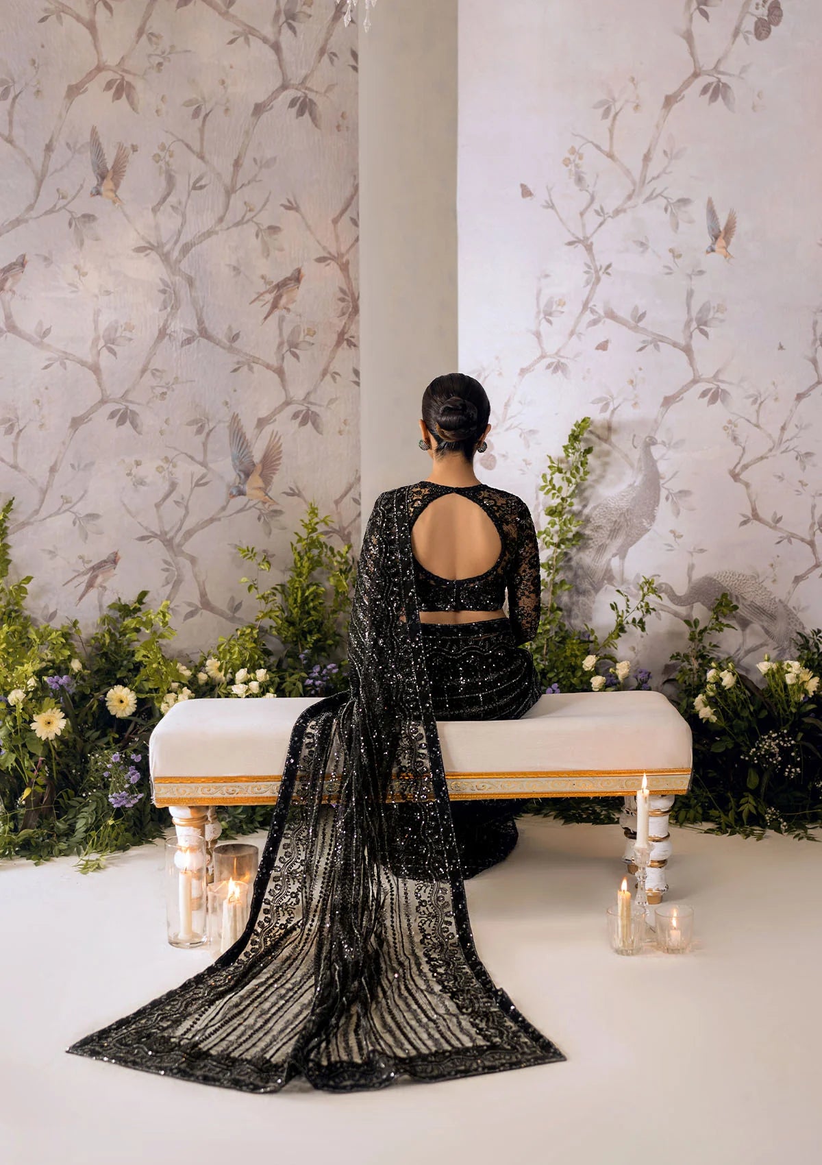 BLACK TULLE (NET) SAREE FKO-LOOK-0524