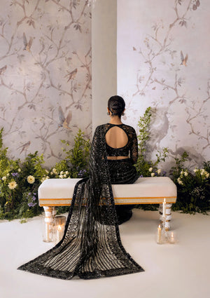 BLACK TULLE (NET) SAREE FKO-LOOK-0524