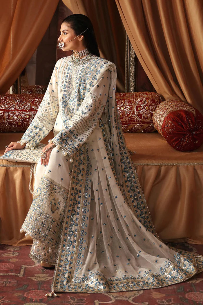 AFREOZEH CHANDNI DIVANI SILK WHITE SUITS