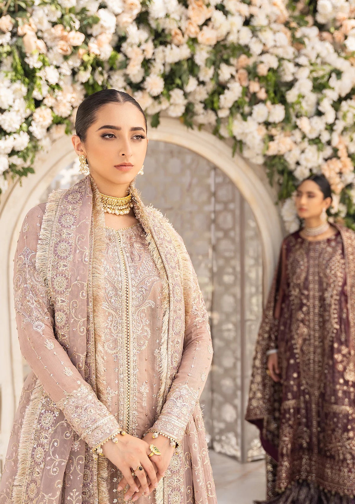 TEA PINK KHADI NET OUTFIT FKO-LOOK-0224