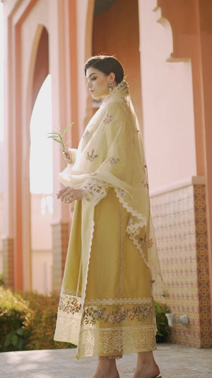 MUSTARD COTTON NET OUTFIT FKO-MCN04246