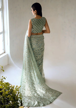 AQUA TULLE (NET)SAREE FKO-LOOK-0124