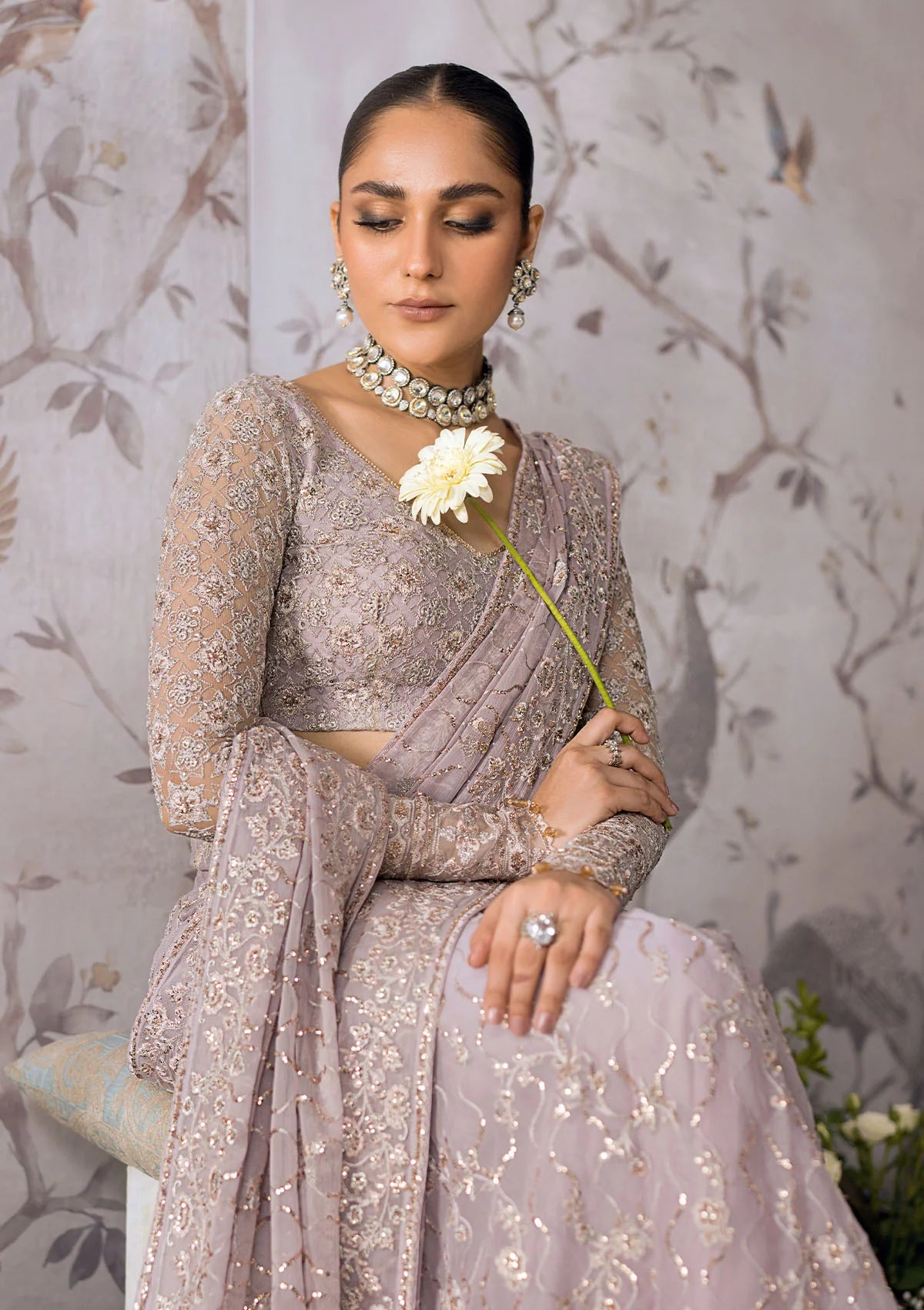LILAC CHIFFON SAREE FKO-LOOK-0624