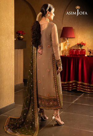 Velvet Beige Gold With Olive Green Dupatta AJVF-05