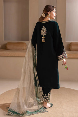 DARK OLIVE GREEN EMBROIDERED VELVET PR-858