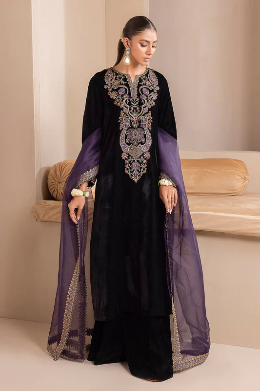 BLACK EMBROIDERED VELVET UF-426