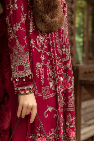 Twill Linen Deep Pink Embroidered shirt and shawl