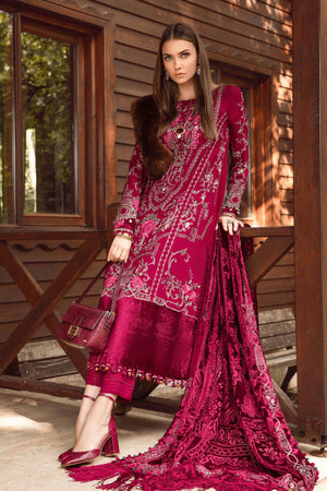 Twill Linen Deep Pink Embroidered shirt and shawl