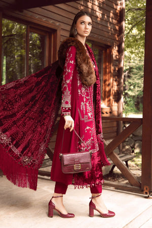 Twill Linen Deep Pink Embroidered shirt and shawl