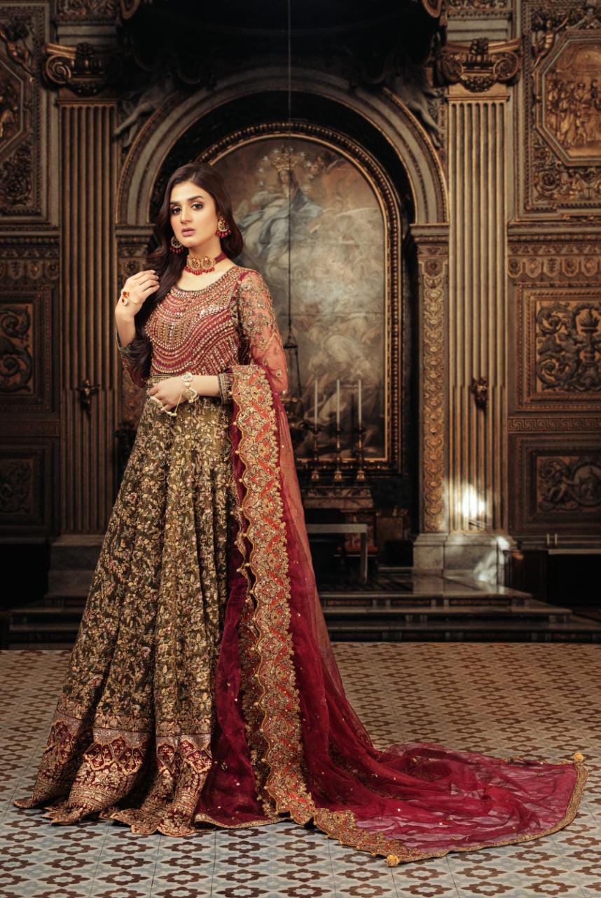 Mehndi With Shade Of Pink Stitched 3Pc Dress