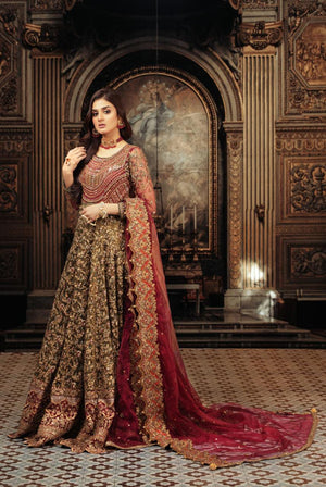 Mehndi With Shade Of Pink Stitched 3Pc Dress