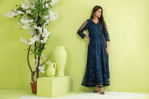 Blue Chiffon Anrakha Dress